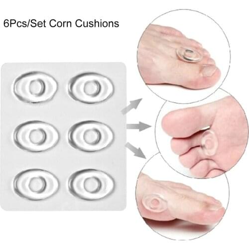 6Pcs/Set Soft Toe Corn Pad Callus Cushions Transparent Wear-Resistant Shoes Insert Stickers Foot Care Toe Protectors