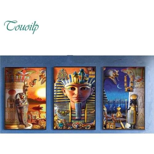 DIY Diamond Embroidery Egypt Triptych Scenic Diamond Painting round triptych Cross Stitch Diamond Mosaic Embroidery Home Decor