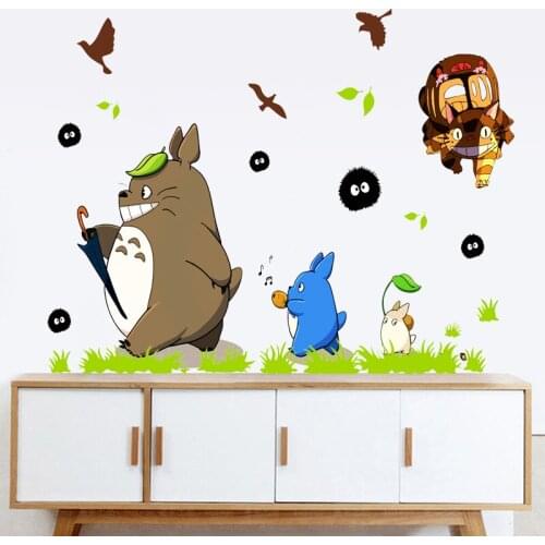 Anime Hayao Miyazaki Wall Stickers Home Decor Hayao Miyazaki Dragon Cat Stickers 3D Art Wall Decals For Bedroom Home Decoration