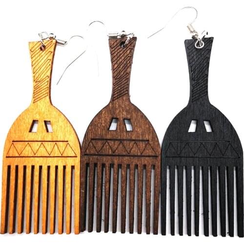 Free Shipping! comb pick wooden earrings