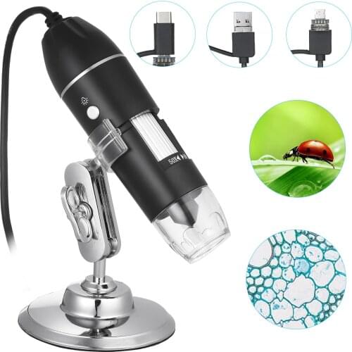 Adjustable 1600X 3 in 1 USB Digital Microscope Type-C Electronic Microscope Camera For Solding 8 LED Zoom Magnifier Endoscope