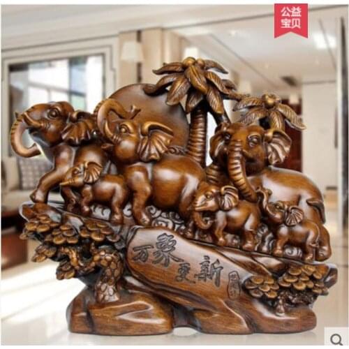 Auspicious seven elephant furnishing a living room TV cabinet decoration neoclassical home wine cabinet crafts statue sculpture