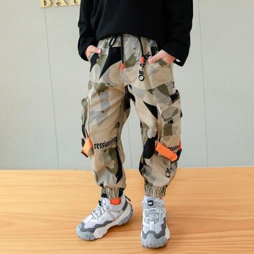 Kids Boys Camouflage Print Pants Fashion Teenage Cargo Trousers HipHop Cool Children Clothing size 8 10 12 years old