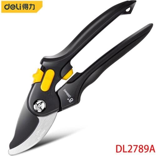 Deli DL2789A 8 Inch SK5 Steel + Carbon Steel Pruning Shears Tree Branch Pruning Pruning Fruit Tree Branches Pruning Potted Plant