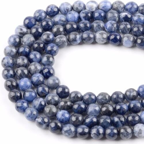 Faceted Blue Sodalite Stone Natural Round Beads For Jewelry Making 6 8 10mm Loose Beads Diy Bracelet Wholesale Perles