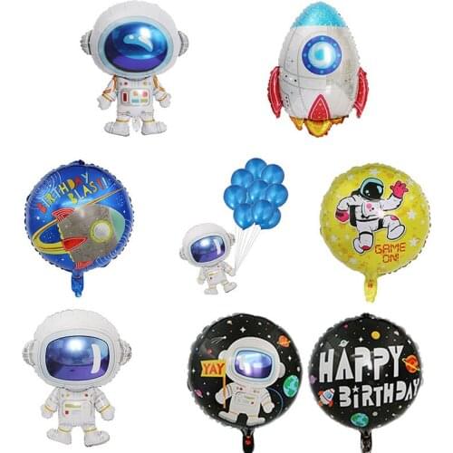 Outer Space Astronaut Balloons Rocket Foil Balloon Theme Party Decorations Boy Kids Birthday Decor Baby Shower Helium Globals