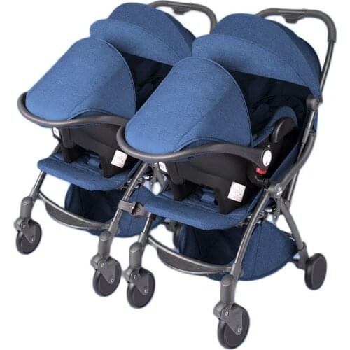 Multifunctional twin baby stroller 0-3 years old baby detachable lightweight folding can sit double car