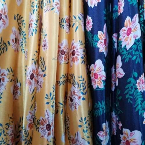 Fashion Print Floral Satin Soft Fabric DIY Material for Craft Ribbon Scarf