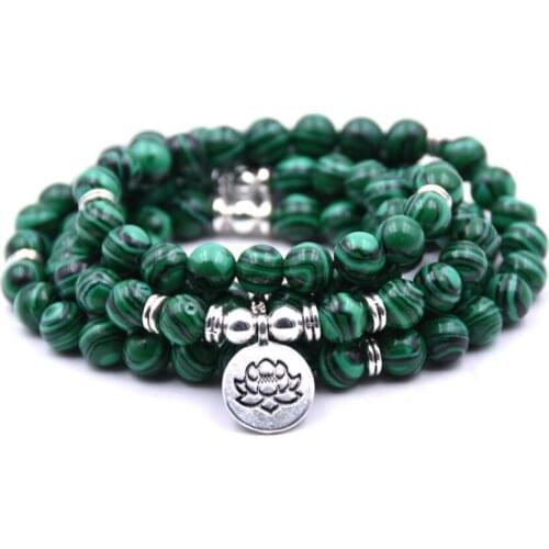Silver Plated Flower Connect Malachite Stone Stretchy Bracelet Golden Sand Stone Decoration Jewelry
