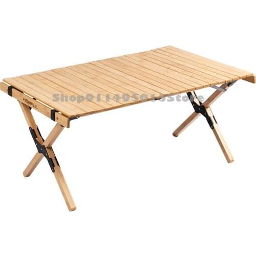 Outdoor Egg Roll Table Portable Folding Table Camping Home Driving Solid Wood Barbecue Table