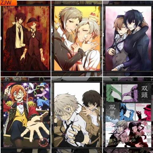 Bungao Stray Dog Dazai Nakaya Atsushi Anime Diamond Painting Diamond Mosaic Cross Stitch Kits Full Diamond Embroidery Room Decor