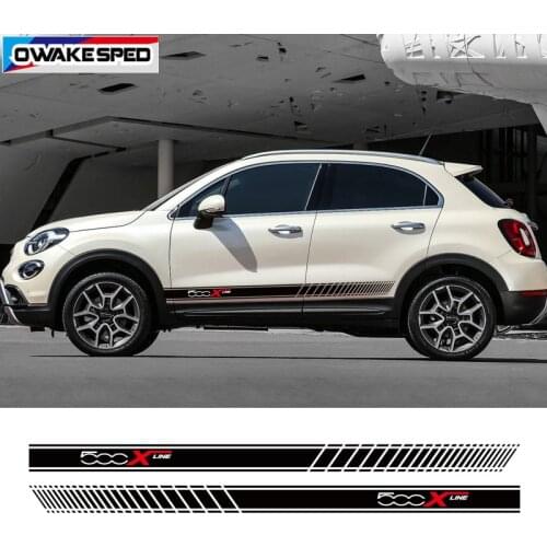 2pcs/lot Car Side Body Sticker For Fiat 500 500x Sport Stripes Decals Racing Styling Auto Door Skirt Stickers