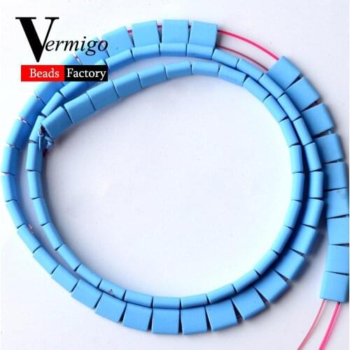 Sky Blue Double Hole Nanotech Rubber Hematite Square Beads For Jewelry Making 5*5mm Spacer Beads Diy Bracelets Accessories 15