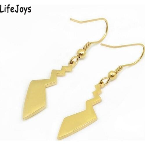 Stainless Steel Anime Lightning Earring Dangle Gold Cute Tail Drop Earrings Women Cartoon Jewelry Metal Silver Color Quality