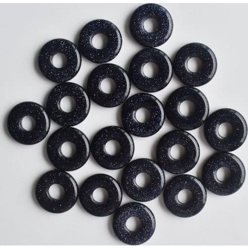 Wholesale 20pcs/lot Good quality blue sand stone gogo donut charms pendants beads 18mm for jewelry making free shipping