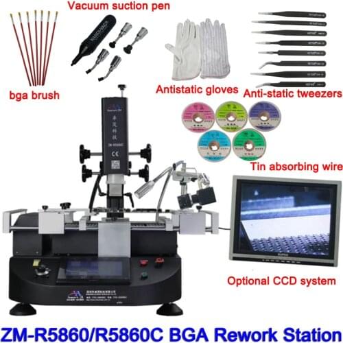 Original Zhuomao ZM-R5860 ZM-R5860C BGA rework station soldering machine 3 zones 4800W 220V for laptop ic repair Russia free tax