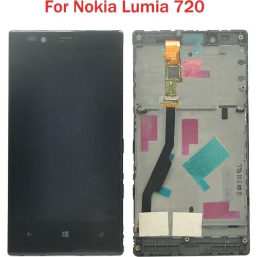 Original For Nokia Lumia 720 LCD Display with Touch Screen Digitizer Assembly with frame Free Shipping