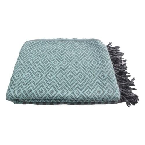 Diamond Design Peshtemal, Bright Color, 100% Cotton, Decorative Throw Blanket, Beach Towel, Shawl, Turqouise