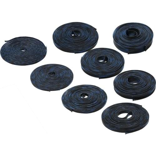 Blue&Black 10M Insulation Braided Sleeving 4/6/8/10/12/15/20/25mm Tight PET Expandable Cable Sleeves Wire Gland Cables