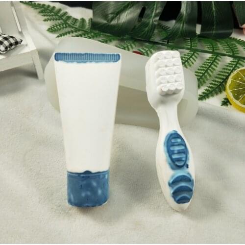 QT0281 PRZY Toothbrush &toothpaste Soap Molds Silicone Mold Soap Mold Gypsum Chocolate Candle Molds Clay Resin Moulds