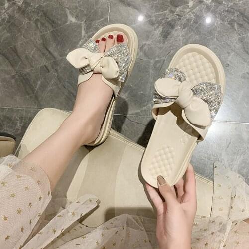 Sweet Bowknot Fashion Outer Wear Ladies Slippers Summer New Wild Thick-Soled Increase Casual Slippers