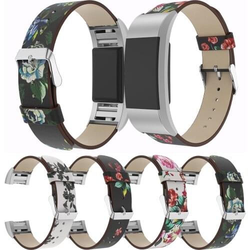 New printing leather Replacement Strap For Fitbit Charge2 smart watch Interchangeable Smart sport Watch band For Fitbit Charge 2