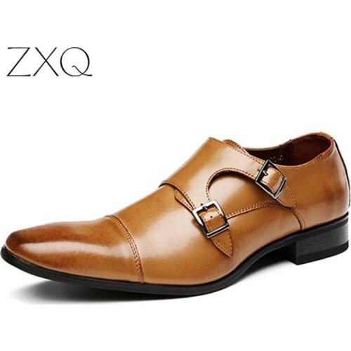 Fashion Dress Shoes Men Luxury Brand Genuine Leather Men Business Dress Loafers Pointed Toe Shoes Breathable Formal Wedding Shoe