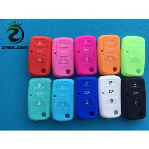 1pcs Silicone Key Case Cover For VW Passat Touran Bora Polo Golf Ibiza Leon Octavia Fabia For Seat For Skoda 3 Button Remote Key