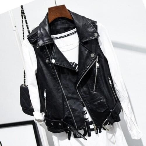 Spring and autumn pu vest women short streetwear slim pu vest all match fashion plus size 4XL jacket