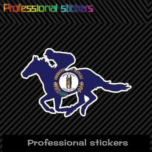 Kentucky KY Racing Horse State Flag Sticker Die Cut Vinyl Jockey Equestrian Race PVC Waterproof Stickers