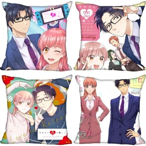 Wotakoi Love Is Hard For Otaku Pillow Case High Quality Satin Fabric Pillowcase Decorative Pillow Cover Wedding Decorative 0318