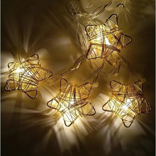Golden yellow Battery Operated Wire Braided Star LED Strip Light (2Metre) christmas decorations рождественские украшения
