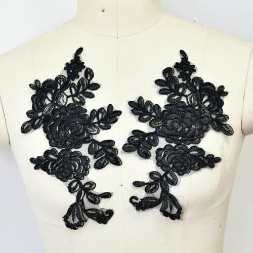 1 Pair 3D Flower Patch Lace Fabric Applique Flower Patch Applique Wedding Dress Accessories 25*13CM