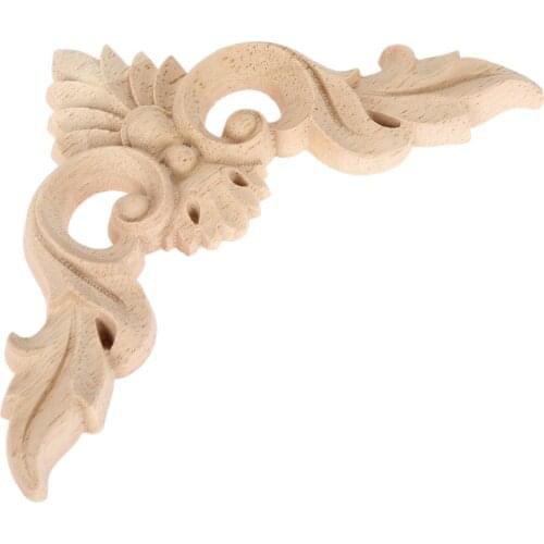 10*10/12*12/15*15CM Wood Carved Corner Onlay Applique Unpainted Frame Decal carpenter Decoration Furniture Decor 1Pcs