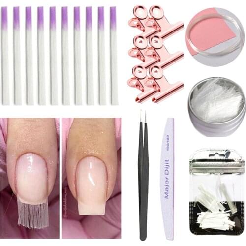 10Pcs/Set Fiberglass Nail Extension Glass Fibernails Fiber Set Nail Form Acrylic Tips False Nail Extension Fiberglass Set