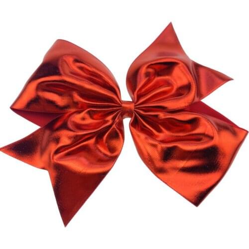 10 pieces/lot 8inch Boutique Handmade Colorful Solid hologram Ribbon Grosgrain Hair Bow With Clips For Kids Girls Hair Accessori