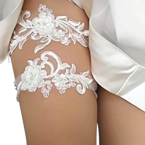 2 Pcs Sexy Bachelorette Party Lace Bride To Be Garter Belt Leg Circle Ring Hen Do Party Wedding Decoration Bridal Shower Wear