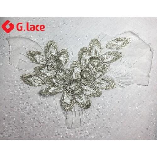 GLace 2piece new style embroidery lace 30*22cm 3D flower laceDIY craft material lace Appliques embroidery patches trim GL020