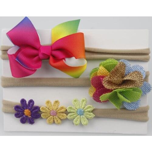 2019 Children hair accessories newborn cute bow high stretch nylon headband girls hair band Set Card Photography Props 3pcs/lot