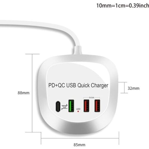 2021 4 Ports British Plugs/ U. S. Plugs/ European Plugs/ Aus-sie Plugs PD20W+QC3.0 Fast Charge Mobile Phone Charger 3100 (mA)