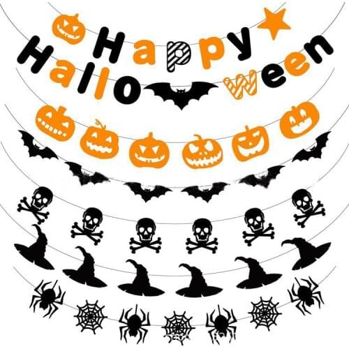 3m Halloween Banner Pumpkin Party Witch Bat Party Skull Spider Ghost Theme Parti DIY Happy Halloween Party Decor For Home 2021