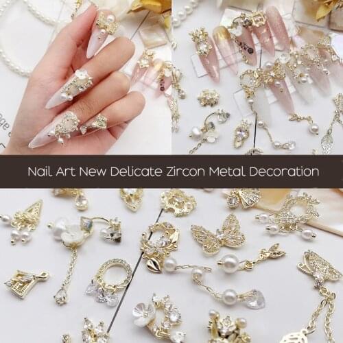 5pcs New nail art metal zircon decorations Nail art pendant accessory fingernail Zircon drill nail charms nail ornament