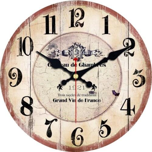 Retro Shabby Garage Large Wall Clocks,Vintage Wall Clock for Car shop French Country tuscan Decorative Non-Ticking Wall Horloge
