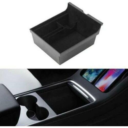 400ml ABS Car Central Storage Box Console Cover Flocking Organizer For 2021 Tesla Model 3 Y Brand New