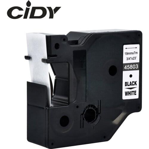 CIDY 1pcs 45803 Compatible Dymo D1 19mm Label Tape 45800 45808 Black on White Label Ribbons for Dymo Label Manager 160 280 210