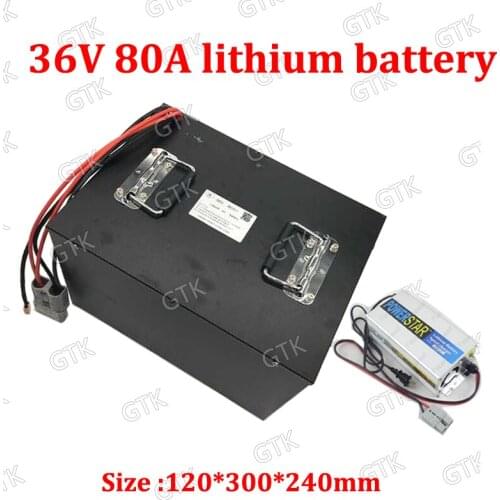 GTK waterproof 36v 80ah lithium li ion batteria 80AH BMS for 3500W electric tricycle motor scooter lighting EV RV +10A charger