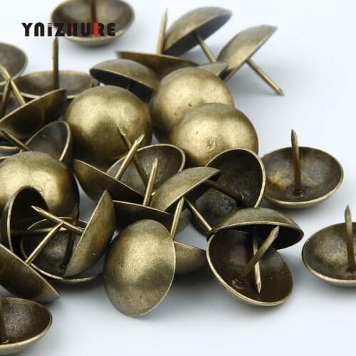 22*19mm 50Pcs Bronze Iron Upholstery Nail Antique Jewelry Case Box Sofa Decorative Tack Stud Pushpin Decorative Furniture Nails