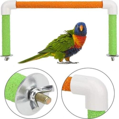 1 Set Parrot Rest Toy Pole Easy to Assemble Paw Grinding Entertaining Pet Bird Perch Stand Toys Wooden Parakeet Standing Stick
