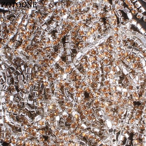 ZOTOONE SS10 1Yard Black Rhinestone Chain Crystals Applique Strass Trim Sew On Glue On Base Cup Chain For Ornament Garment Diy E