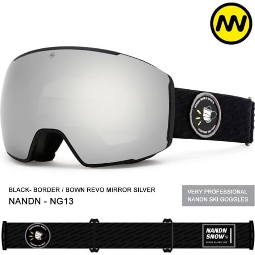 Nandn ski glasses double layer antifogging mens and womens large spherical glasses single and double plate goggles card myopia